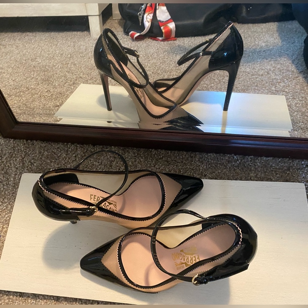 Salvatore Ferragamo black and pink retro Heels 7.5 - Picture 14 of 16
